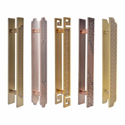 玻璃门拉手中式仿古祥云大门拉手 雕刻铝板门把手酒店复古门扶手