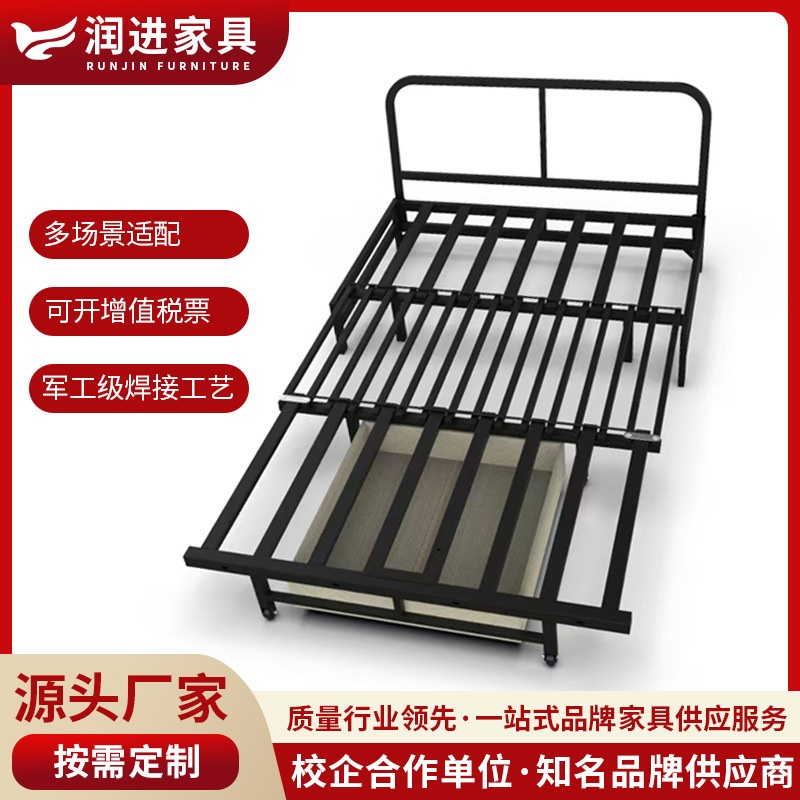 三节伸缩推拉抽拉式金属床架两用沙发床铁架多功能铁艺承重沙发架
