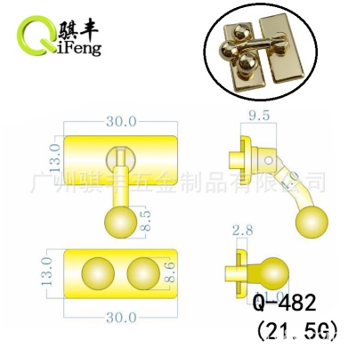 骐丰销售木盒礼品盒包装五金配件锁扣三珠扣珠宝盒首饰盒锁扣搭扣